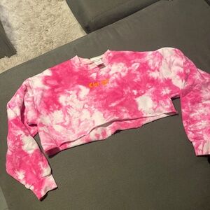 Chi Omega cropped tie dyed sweatshirt